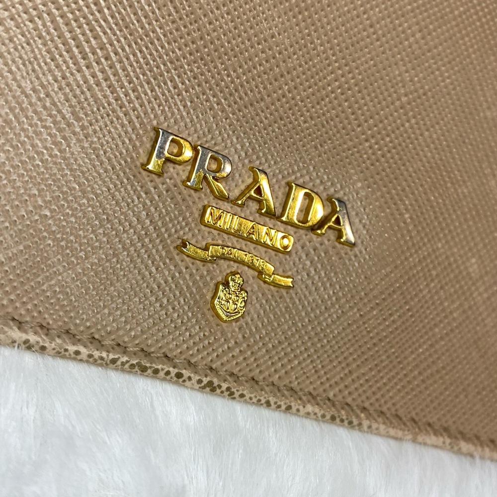 PRADA Cammeo Saffiano Metal Leather Long Continental Wallet taupe minimalist - Picture 6 of 13